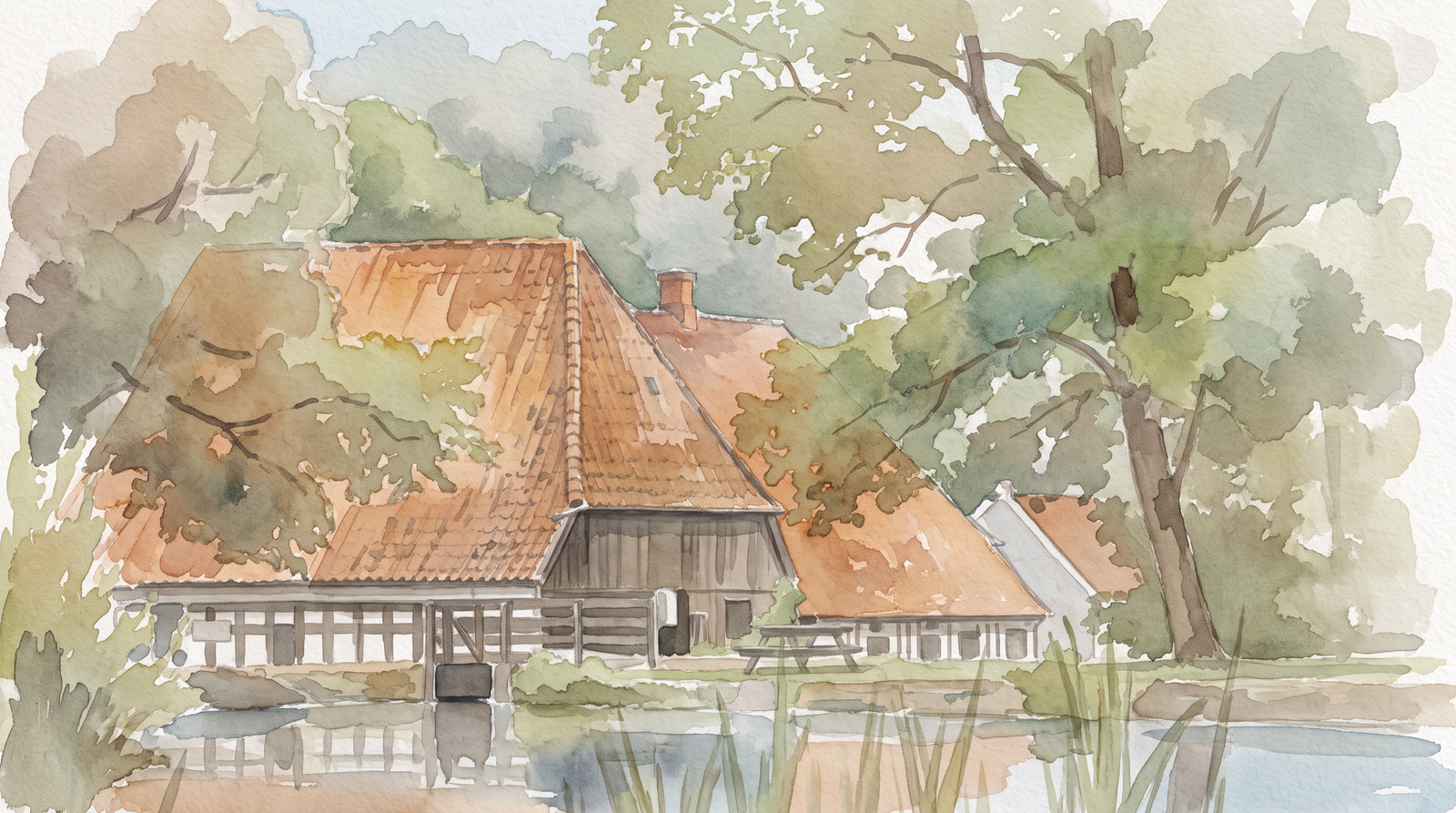 Møllesøen — akvarel